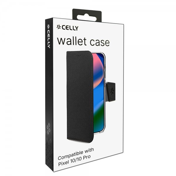 Celly Google Pixel 10/Pixel 10 Pro Etui Wally Wallet Case Svart
