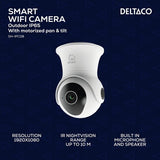 Deltaco Smart Home WiFi-kamera med motorisert panorering og tilting-funksjon for utendørs bruk IP65