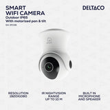 Deltaco Smart Home WiFi-kamera med motorisert panorering og tilting-funksjon for utendørs bruk IP65