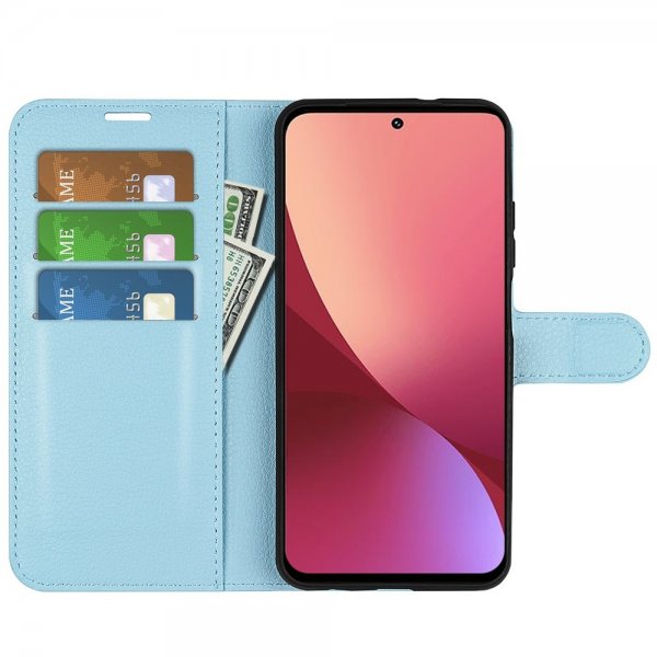 Xiaomi 12/12X Etui Litchi Blå