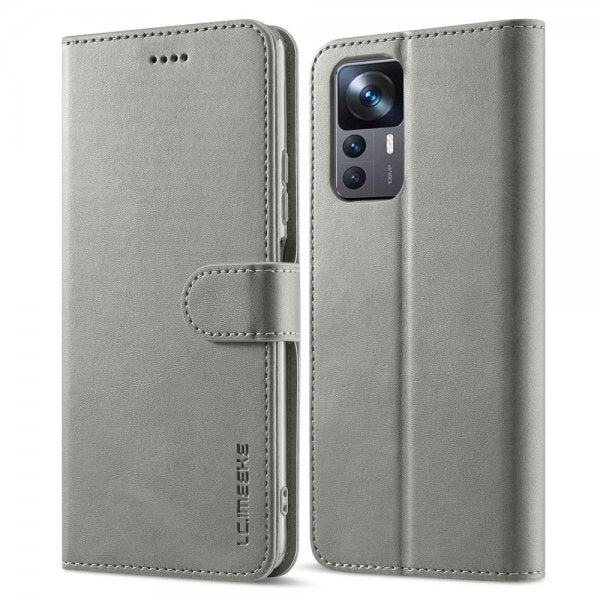 Lc.Imeeke Xiaomi 12T/12T Pro Etui med Kortlomme stativfunksjon Grå