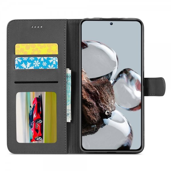 Lc.Imeeke Xiaomi 12T/12T Pro Etui med Kortlomme stativfunksjon Svart