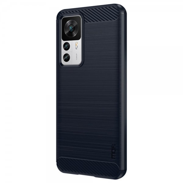 Mofi Xiaomi 12T/12T Pro Deksel Børstet Karbonfibertekstur Blå