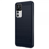 Mofi Xiaomi 12T/12T Pro Deksel Børstet Karbonfibertekstur Blå