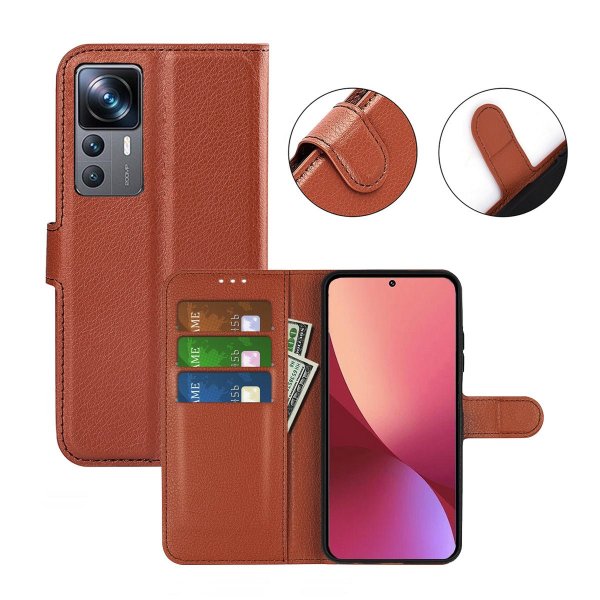 Xiaomi 12T/12T Pro Etui med Stativ Brun