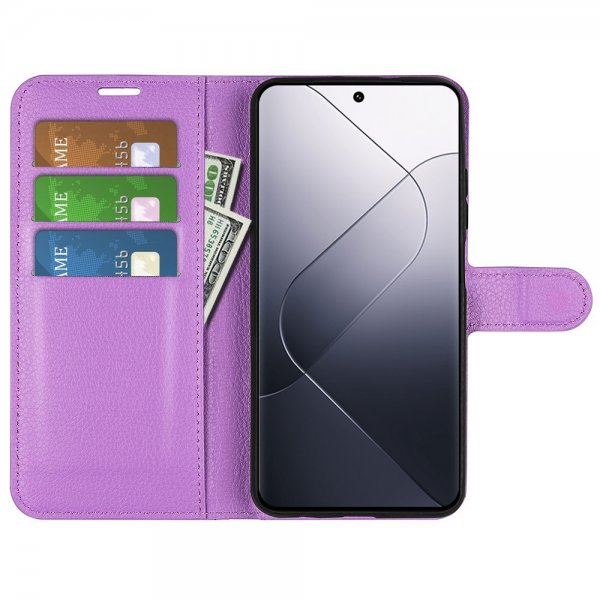 Xiaomi 14 Etui Litchi Lilla