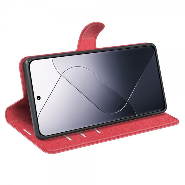 Xiaomi 14 Etui Litchi Rød