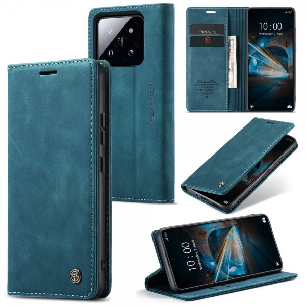 CaseMe Xiaomi 14 Etui Retro Flip Blå