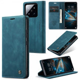 CaseMe Xiaomi 14 Etui Retro Flip Blå
