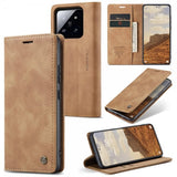 CaseMe Xiaomi 14 Etui Retro Flip Brun
