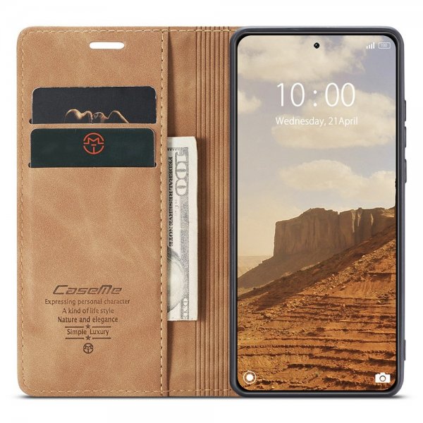 CaseMe Xiaomi 14 Etui Retro Flip Brun