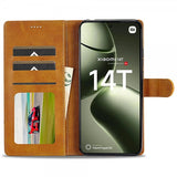 Lc.Imeeke Xiaomi 14T Etui med Kortlomme stativfunksjon Lysebrun