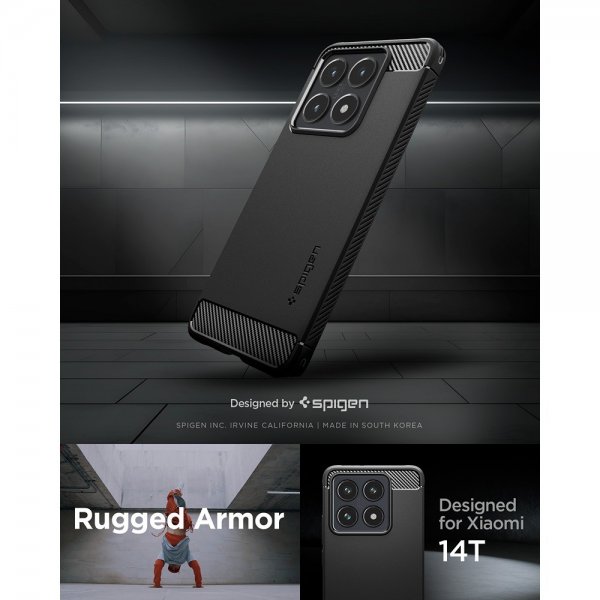 Spigen Xiaomi 14T Deksel Rugged Armor Matte Black