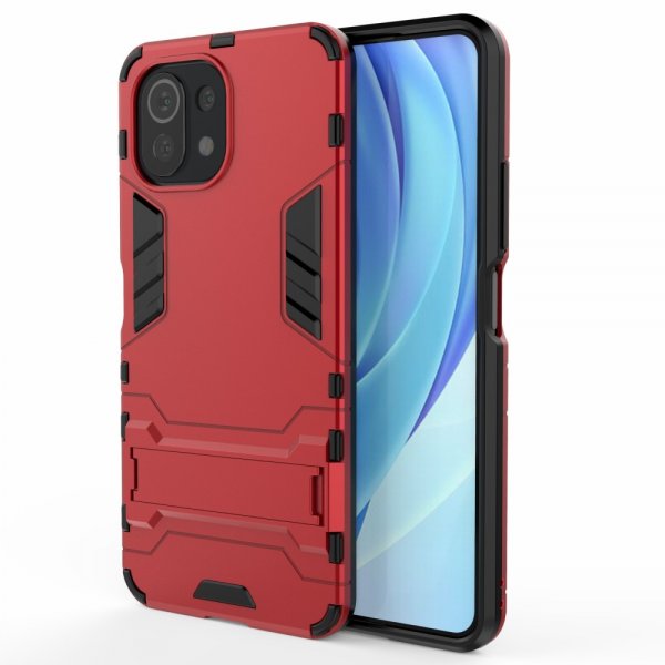 Xiaomi Mi 11 Lite Deksel Armor Stativfunksjon Rød
