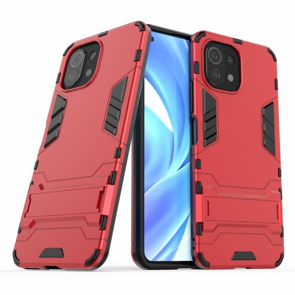 Xiaomi Mi 11 Lite Deksel Armor Stativfunksjon Rød