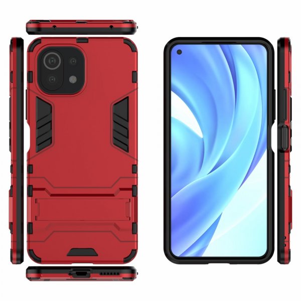 Xiaomi Mi 11 Lite Deksel Armor Stativfunksjon Rød