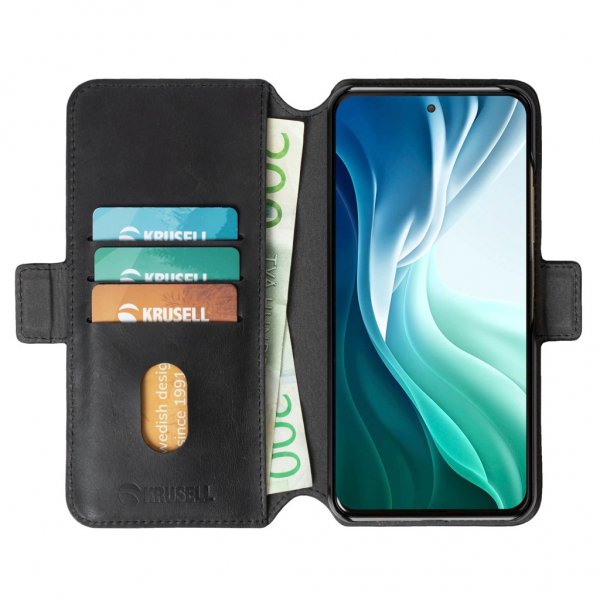 Krusell Xiaomi Mi 11i Etui Leather PhoneWallet Svart