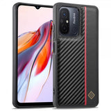 Lc.Imeeke Xiaomi Redmi 12C Deksel Karbonfibertekstur Rød Stripe Svart