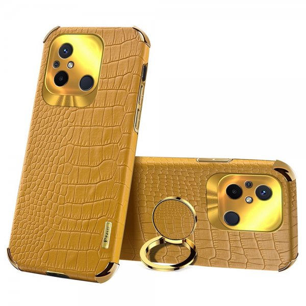Xiaomi Redmi 12C Deksel Krokodillemønster Finger Ring Gul