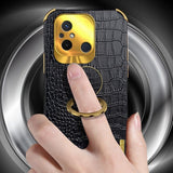 Xiaomi Redmi 12C Deksel Krokodillemønster Finger Ring Gul
