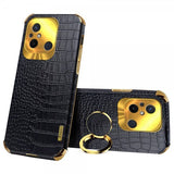 Xiaomi Redmi 12C Deksel Krokodillemønster Finger Ring Svart