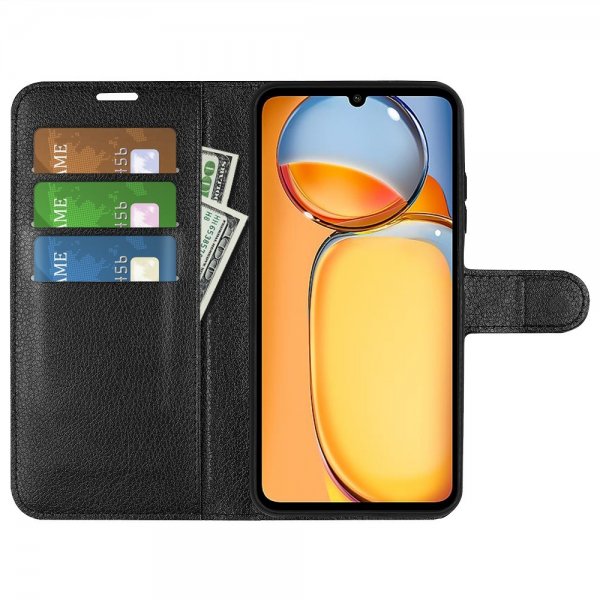Xiaomi Redmi 13C Etui Litchi Svart