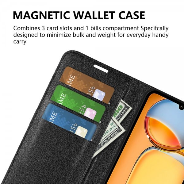 Xiaomi Redmi 13C Etui Litchi Svart