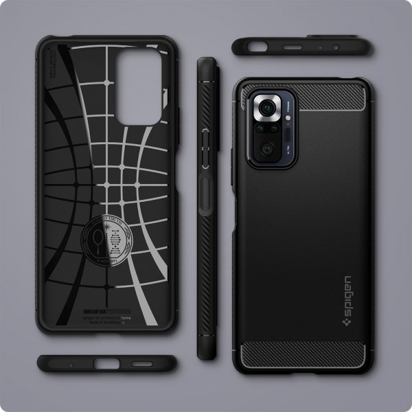 Spigen Xiaomi Redmi Note 10 Pro Deksel Rugged Armor Matte Black