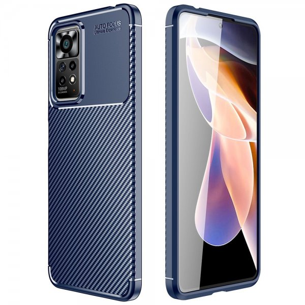 Xiaomi Redmi Note 11 Pro Deksel Karbonfibertekstur Blå