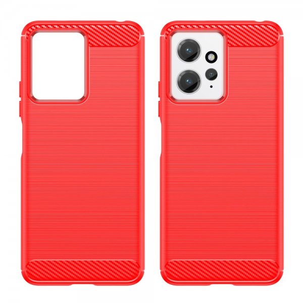 Xiaomi Redmi Note 12 Deksel Børstet Karbonfibertekstur Rød