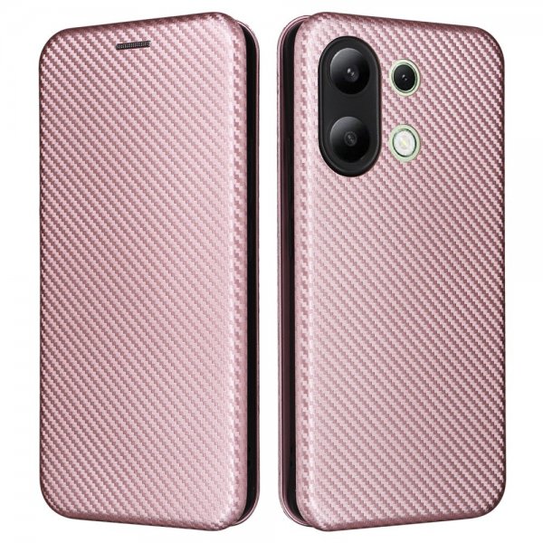 Xiaomi Redmi Note 13 4G Etui Karbonfibertekstur Rosegull