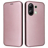 Xiaomi Redmi Note 13 4G Etui Karbonfibertekstur Rosegull