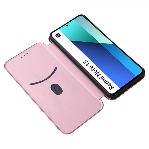 Xiaomi Redmi Note 13 4G Etui Karbonfibertekstur Rosegull