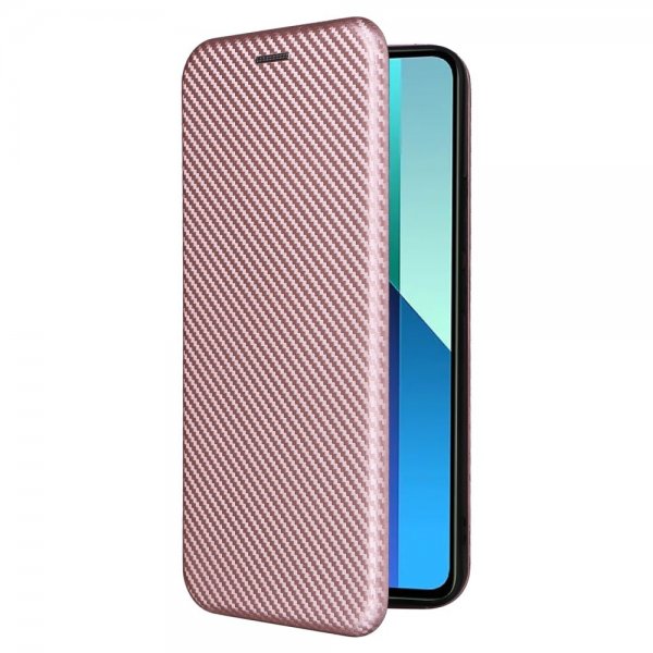 Xiaomi Redmi Note 13 4G Etui Karbonfibertekstur Rosegull
