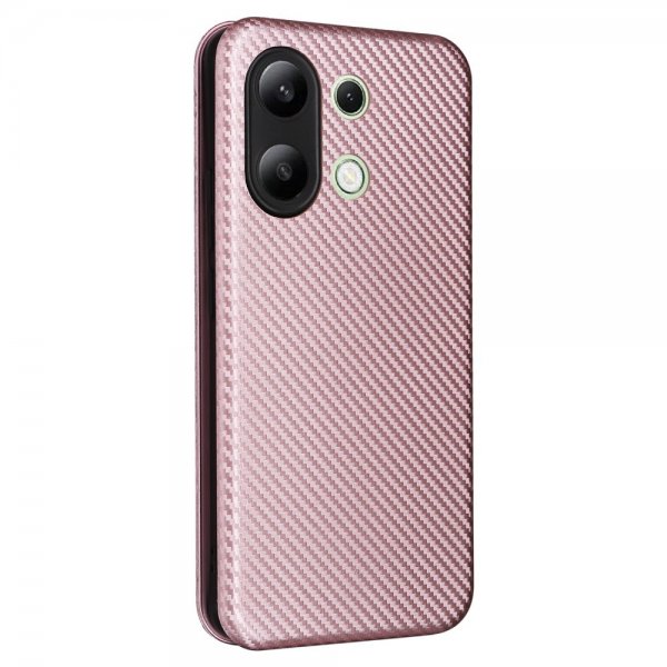 Xiaomi Redmi Note 13 4G Etui Karbonfibertekstur Rosegull