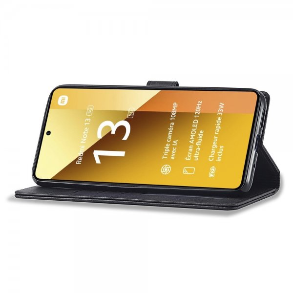 Lc.Imeeke Xiaomi Redmi Note 13 5G Etui med Kortlomme stativfunksjon Svart