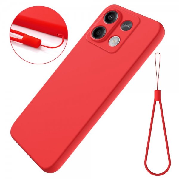 Xiaomi Redmi Note 13 5G Deksel med Stropp Silikon Rød