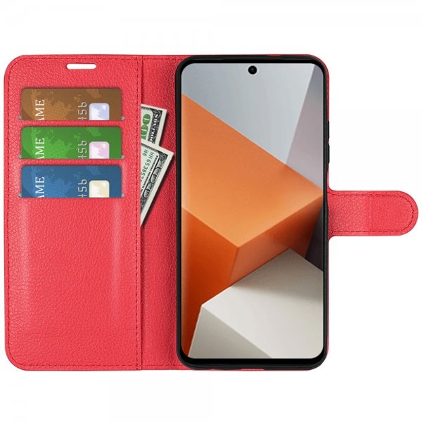 Xiaomi Redmi Note 13 Pro Plus 5G Etui Litchi Rød