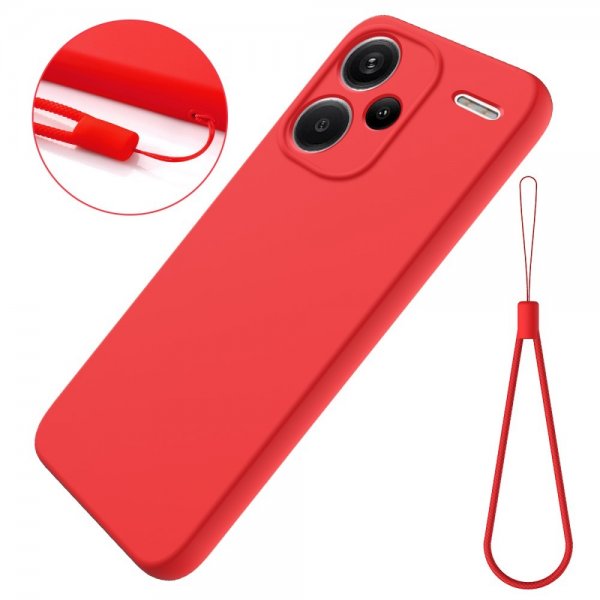 Xiaomi Redmi Note 13 Pro Plus 5G Deksel med Stropp Silikon Rød