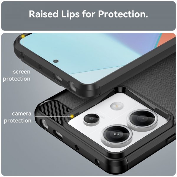 Xiaomi Redmi Note 13 Pro 5G Deksel Børstet Karbonfibertekstur Svart
